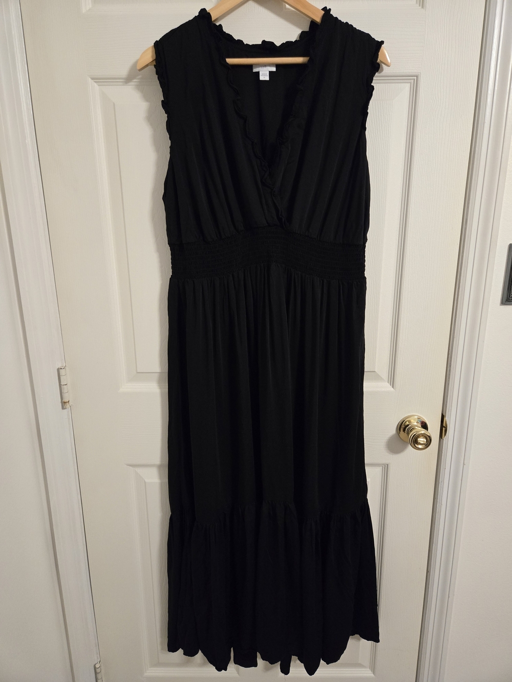 J. Jill Black Sleeveless Maxi Dress with Smocked Waist Size XL